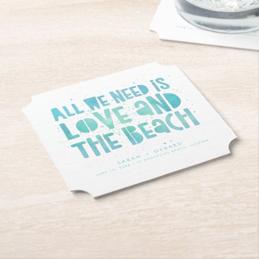 Alles wat we nodig hebben is liefde en het strand kartonnen onderzetters (Gekanteld)