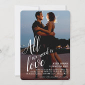 Alles wat we nodig hebben is liefde foto bruiloft kaart (Voorkant)