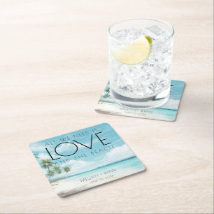 Alles wat we nodig hebben is Love Beach bruiloft Kartonnen Onderzetters