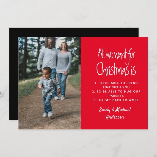 Alles wat we voor Kerstmis willen is een jaarlijks Feestdagenkaart (Voorkant / Achterkant)