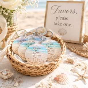 Alles wat we zien is Liefde Strand Harten Zand Mon Sleutelhanger