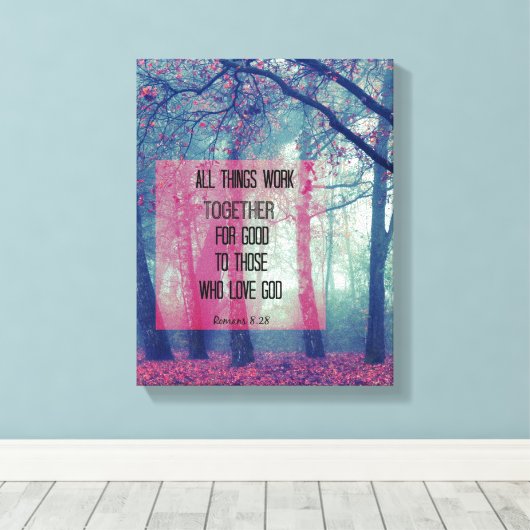 Alles werkt samen voor Goede Bijbelversies Canvas Afdruk (Insitu (Houten vloer))