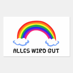 alles wird gut rainbow hope coronavirus corona vir rechthoekige sticker
