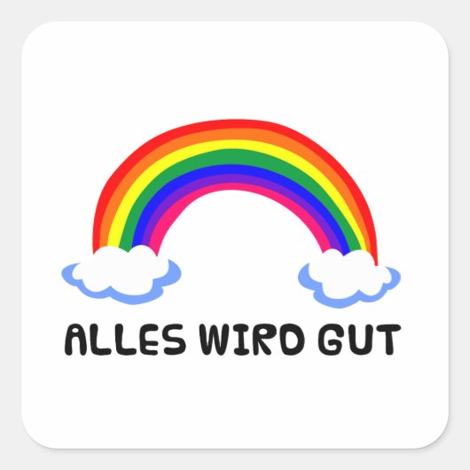alles wird gut rainbow hope coronavirus corona vir vierkante sticker (Voorkant)