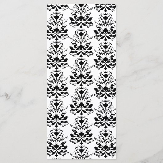 Alles wit met zwart Damask Slim Dinner Menu (Achterkant)