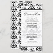 Alles wit met zwart Damask Slim Dinner Menu (Voorkant / Achterkant)
