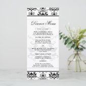 Alles wit met zwart Damask Slim Dinner Menu (Staand voorkant)