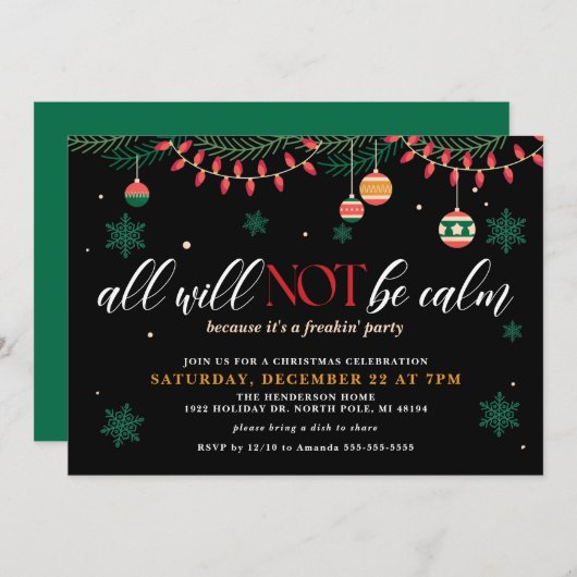 Alles zal geen mooie kerstuitnodiging zijn kaart (Voorkant / Achterkant)