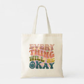 Alles zal Oke Bloemen golvende letters zomer Tote Bag (Achterkant)