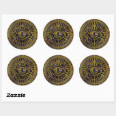 Alles zien Mystic Eye Gold op Nebula Sky Ronde Sticker (Vel)