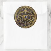 Alles zien Mystic Eye Gold op Nebula Sky Ronde Sticker (Tas)