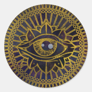Alles zien Mystic Eye Gold op Nebula Sky Ronde Sticker