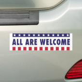 Alles zijn welkom - sterren en stripes bumpersticker (Op auto)