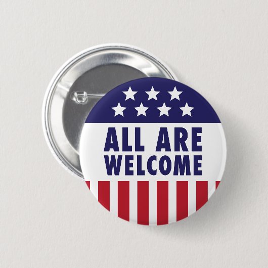 Alles zijn welkom - sterren en stripes ronde button 5,7 cm (Voorkant /achterkant)