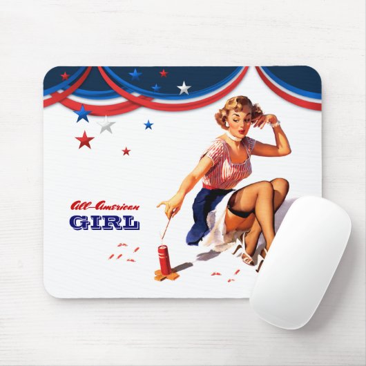 AllesAmerikaans meisje.  Pin-up Muismat (Met muis)