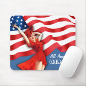 AllesAmerikaans meisje. Retro Pin-up Muismat (Met muis)