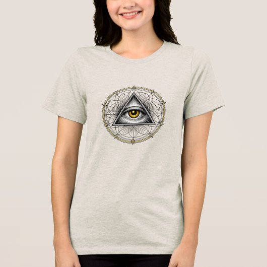 Allesziend Oog Heilige Geometrie Tri-Blend Shirt (Voorkant)