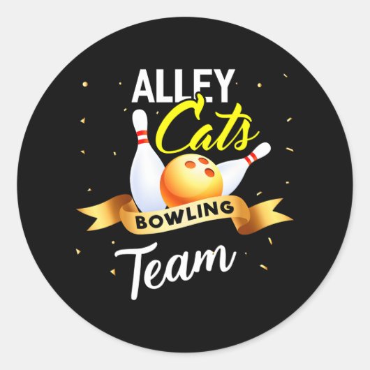 Alley Cat Bowling Funny Bowler Bowling Ronde Sticker (Voorkant)