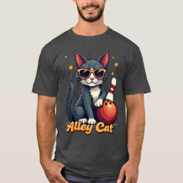 Alley Cat Bowling Funny Cat Bowler T-shirt