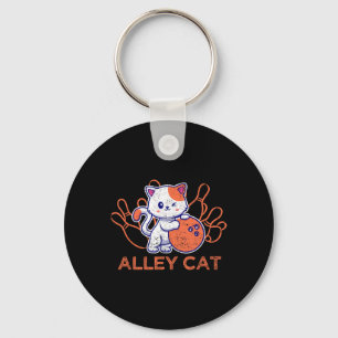 Alley Cat Bowling Team Humor Funny Bowler Cats Vin Sleutelhanger