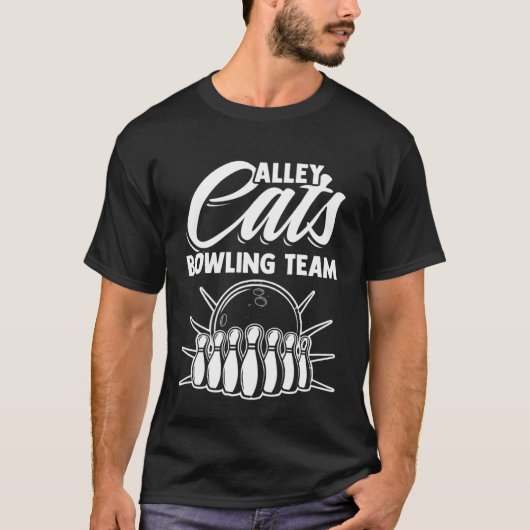 Alley Cats Bowling Team Bowl Sport Bowling Bowler T-shirt (Voorkant)