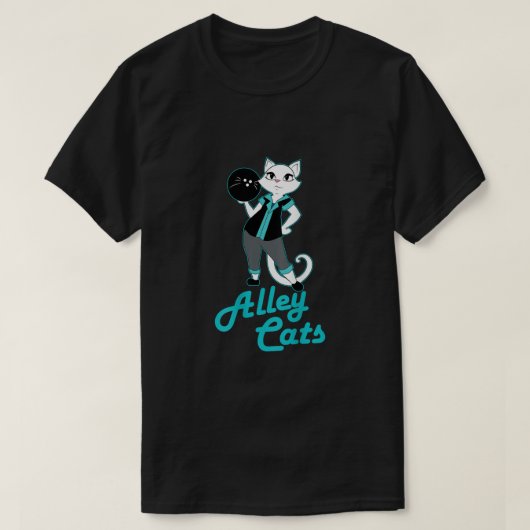 Alley Cats Bowling Team Damage Backside Print T-shirt (Design voorkant)
