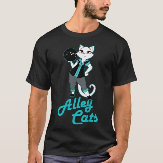 Alley Cats Bowling Team Damage Backside Print T-shirt (Voorkant)