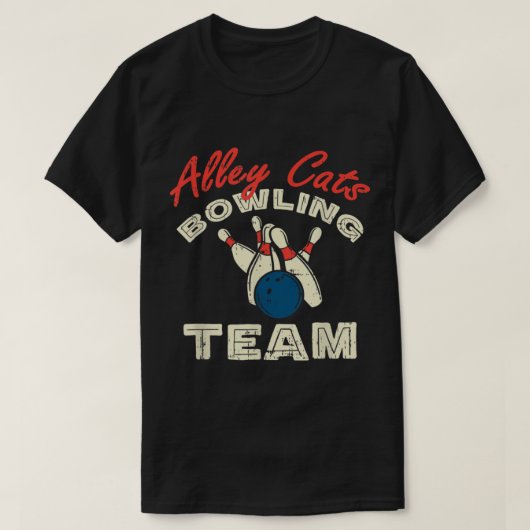 Alley Cats Bowling Team I Funny 10 Pin Gutter Bowl T-shirt (Design voorkant)