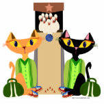 Alley Cats Fun Bowling Pets Design Retro Art Staand Fotobeeldje<br><div class="desc">Een schattig en uniek komisch kattenspel met leuke cartoon illustratie sportontwerp pro bowler team atlete alley cat retro aesthetic  Toon leuke,  kleurrijke stijl illustratie fotosculptur. Maak vandaag een leuke kat bowler art sculptuur.</div>