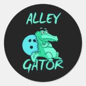 Alley Gator Funny Bowling T Shirt Ronde Sticker (Voorkant)