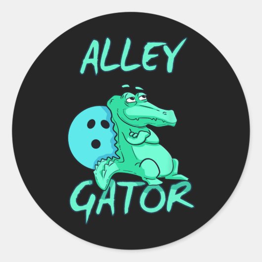 Alley Gator Funny Bowling T Shirt Ronde Sticker (Voorkant)