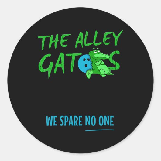 Alley Gator Grappige Bowling Ronde Sticker (Voorkant)