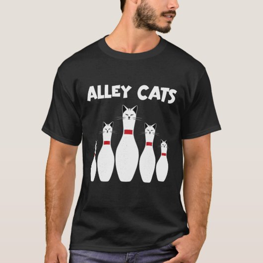 Alley Katten Bowling Grappig T-shirt (Voorkant)