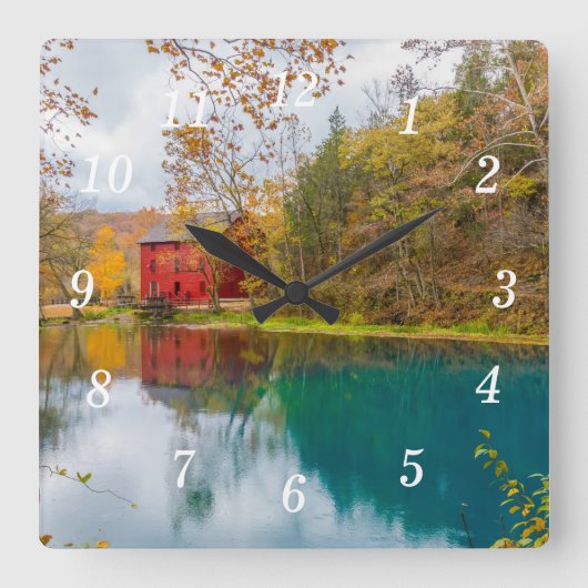 Alley Roller Mill en Spring Wall Clock Vierkante Klok (Voorkant)