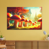 Alley van schattige paddenstoelen, kleurrijk magis canvas afdruk (Insitu (Woonkamer))