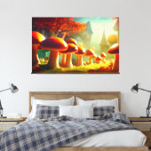 Alley van schattige paddenstoelen, kleurrijk magis canvas afdruk (Insitu (Slaapkamer))