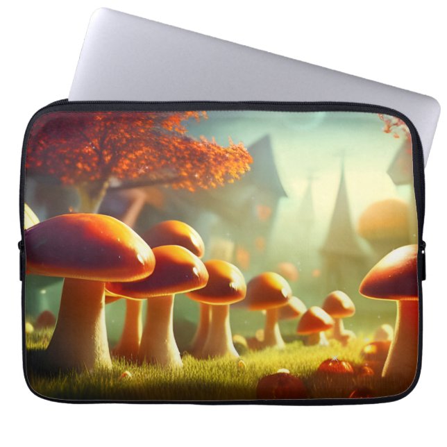 Alley van schattige paddenstoelen, kleurrijk magis laptop sleeve (Voorkant)