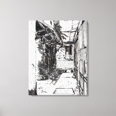 Alleyway Saigon Vietnam Cityscape Pen en Ink Art Canvas Afdruk (Voorkant)