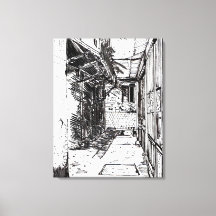 Alleyway Saigon Vietnam Cityscape Pen en Ink Art