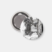 Alleyway Saigon Vietnam Cityscape Pen en Ink Art Magneet (Voorkant / Achterkant)