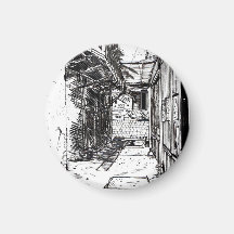 Alleyway Saigon Vietnam Cityscape Pen en Ink Art