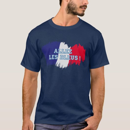 "Allez les Bleus" supporter van het Franse voetbal T-shirt (Voorkant)