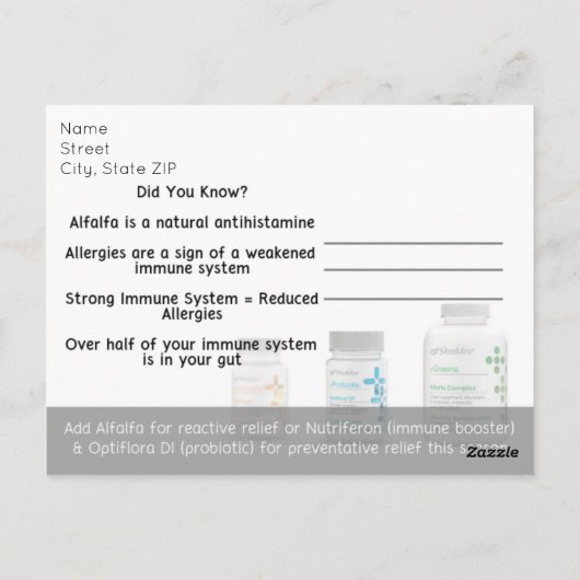 Allgies Shaklee Briefkaart (Achterkant)