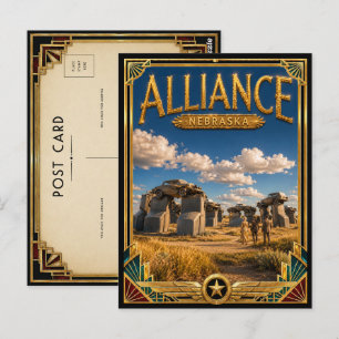 Alliantie Nebraska Vintage Art Deco Gouden Tijdper Briefkaart