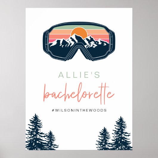 ALLIE Kleurrijke Mountain Ski Bachelorette Welkom Poster (Voorkant)