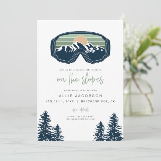 ALLIE Sage Snowboarding Mountain Ski Bachelorette Kaart (Staand voorkant)