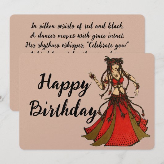 Alliecat buikdanseres Happy Birthday Feestdagenkaart (Voorkant / Achterkant)