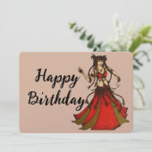 Alliecat buikdanseres Happy Birthday Feestdagenkaart (Staand voorkant)