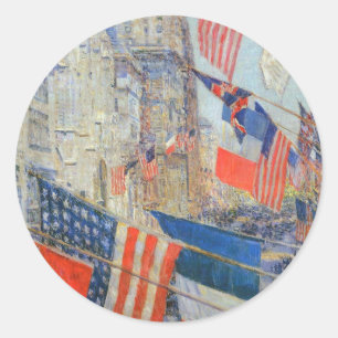 Allies Day, mei 1917 door Childe Hassam, Vintage A Ronde Sticker