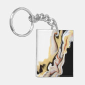 Alligare Abstract Gold Black White Fluid Art Sleutelhanger (Voorkant Links)